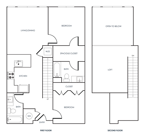 Floor plan for 2 beds, 2 baths, 1093 sqft